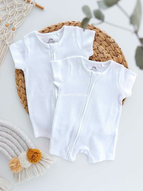 Пісочник на блискавці - Білий в рубчик, first size (50 - 56см) Nht2 фото