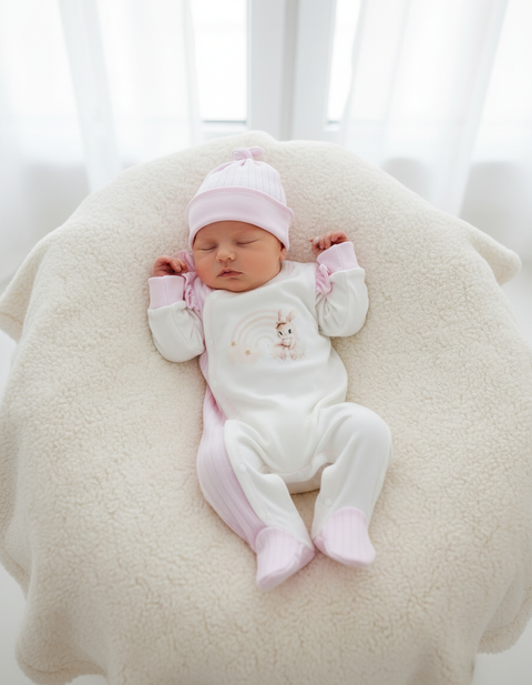 Чоловічок з шапочкою - Веселка рожева, 0-3 міс (56-62см) B333 фото